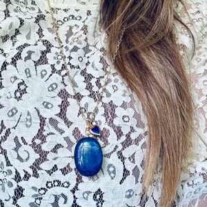 14k Lapis Lazuli Pendant LG Oval Deep Blue